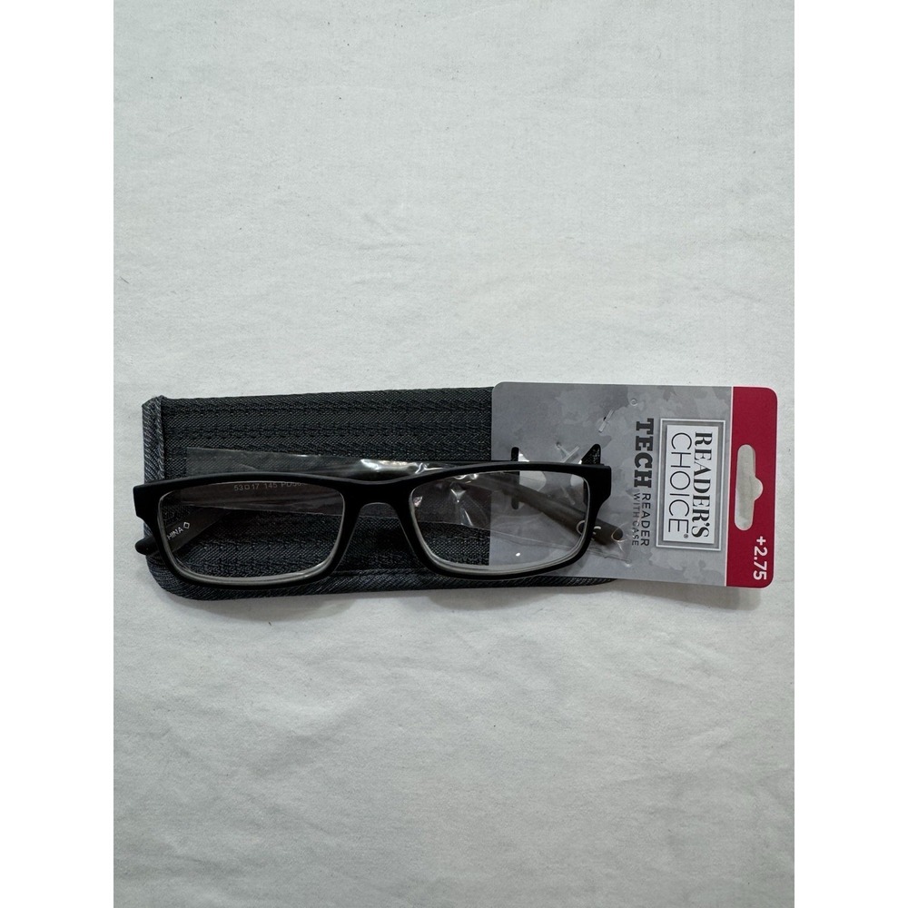 FG Readers Choice TECH Black/Gry Reading Glasses w Case‎ +2.75